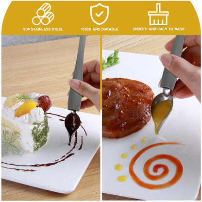 PRETYZOOM 4pcs Dessert Decorating Spoons Chocolate Dipping Tools Multipurpose Stainless Chef Art Spoons