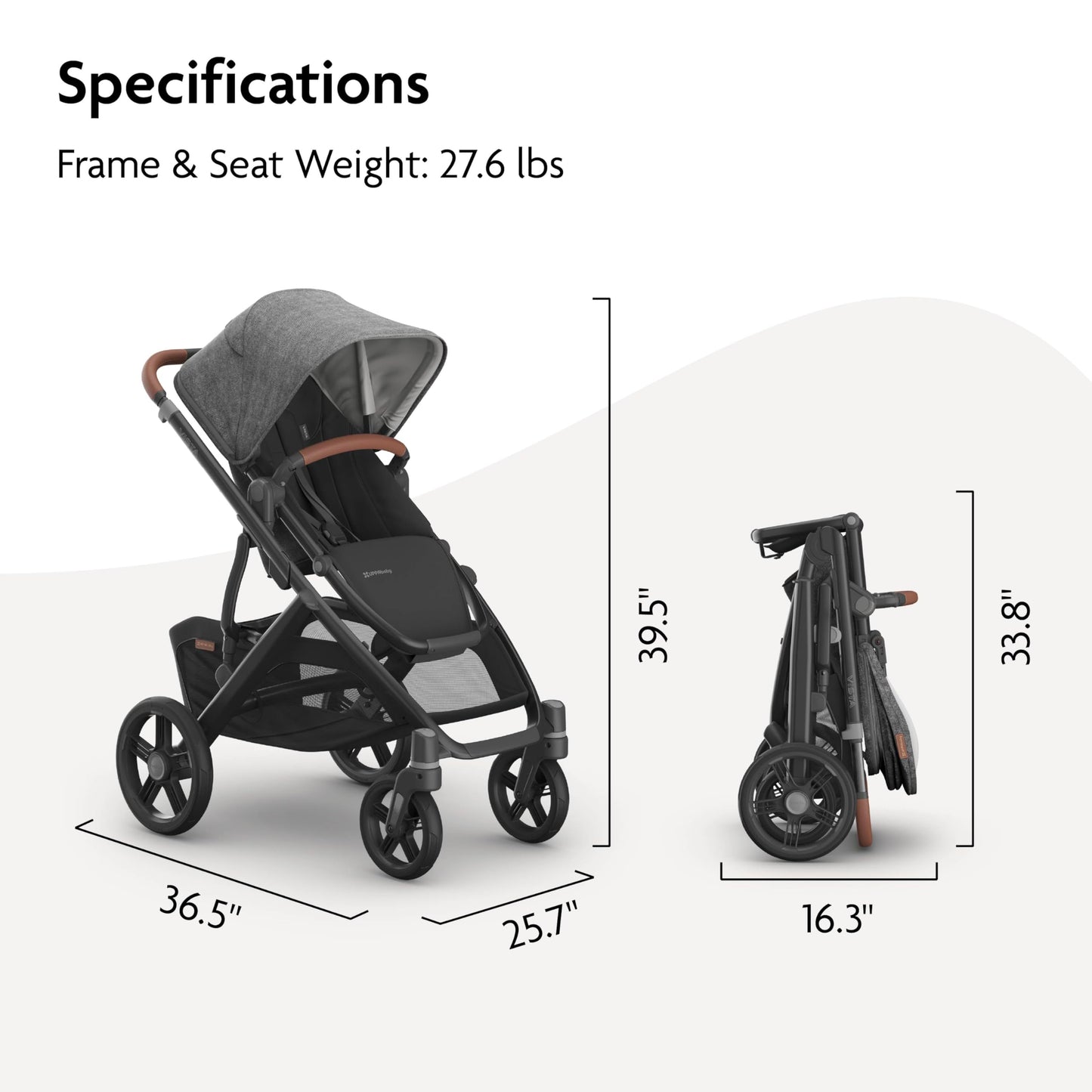 UPPAbaby Vista V3 Convertible Single-to-Double Stroller for Baby & Toddler, 30+ Configurations, Car Seat Compatible, All-Wheel Suspension, XL Basket – Greyson (Charcoal Mélange/Carbon Frame)