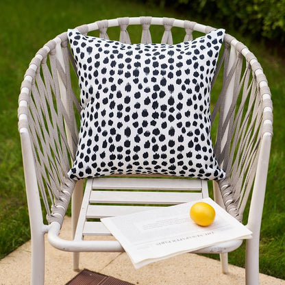 Set of 2 Black Polka Dot Outdoor Pillow Covers, 20x20 Waterproof Decorative Cases for Summer Outdoor Sofa Bed Cushion