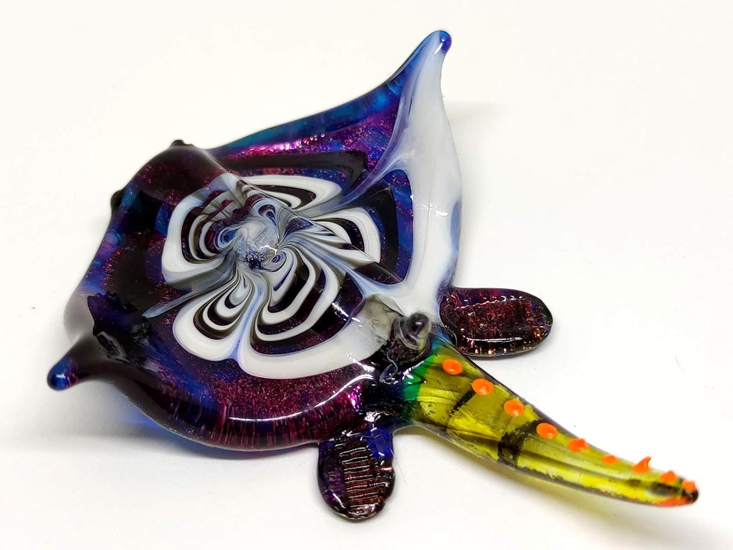 Manta Ray Figurine Handmade Glass – Tiny Blown Glass Animal – Miniature Collectible Ocean Décor Gift