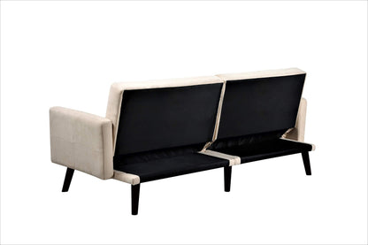 Container Furniture Direct Hasan Fabric Upholstered Living Room Tufted Sleeper Sofa, 79", Full, Beige