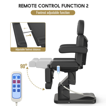 Dolonm 4 Motor Electric Chair/Bed, Aluminum Hydraulic System for Medical Treatment Exam, Facial, Spa, Eyelash, Tattoo, Podiatry Treatment Beauty Massage, Hand Remote Controlled Adjustable - Black