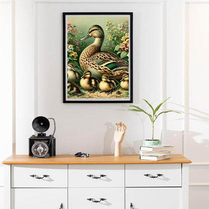 TUTUMAY21 Diamond Art Kits for Adults 5D Frameless Mallard Duck and Flowers Diamond Painting Kits for Adults Beginner, Round Diamond Kits for Home Wall Decor 12x16in