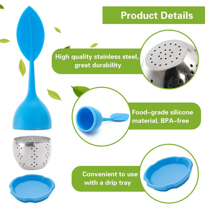 Bekith 7 Pack Silicone Tea Infuser, Cute Loose Leaf Tea Steeper, Fine Mesh Tea Strainer with Drip Tray, Stainless Steel Tea Filter Ball Tea Diffuser Steeper for Cup Mug