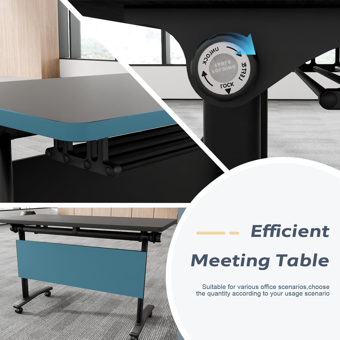 rzoizwko 2 Pack Folding Conference Table with Wheels,Heavy-Duty Flip-Top Foldable Conference Training Table System,Rolling Conference Room Tables for Office, Classroom Meeting Rooms
