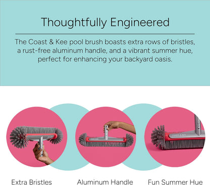 Coast & Kee 10-Rows Swimming Pool Brush Head for Inground & Above Ground Pools | of Nylon Bristles Heavy-Duty Aluminum
