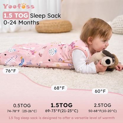 Yoofoss Baby Sleep Sack - 1.5 Tog Wearable Blanket for 18-24 Months | 100% Organic Cotton, Warm & Comfy