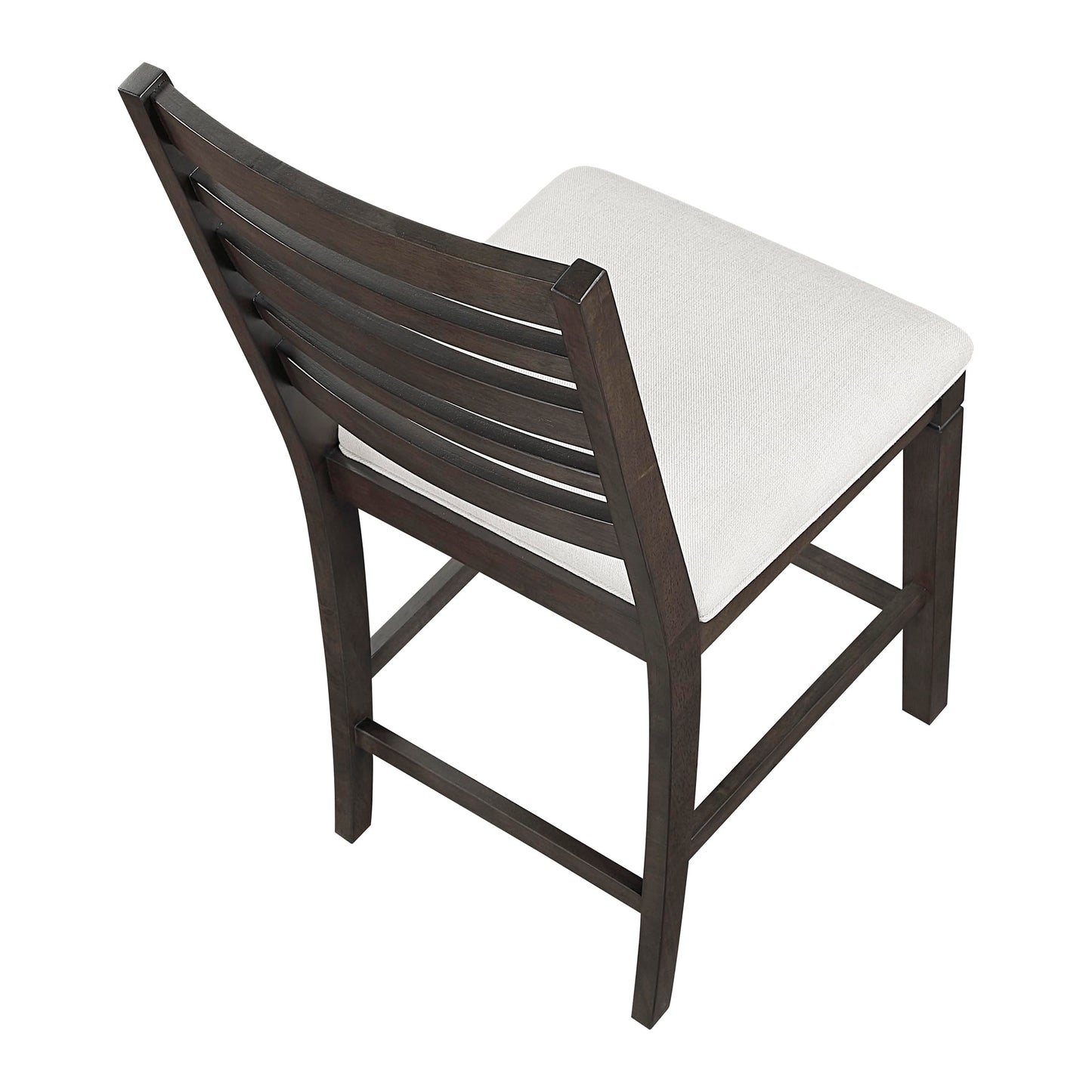 Lexicon Counter Height Chairs, Set of 2, Wood Frame, Ladder Back, Beige Textured Fabric Upholstered Dining Chairs with 25.5 Inches Seat Height, Bar Stools for Kitchen/Dining Room, Dark Espresso