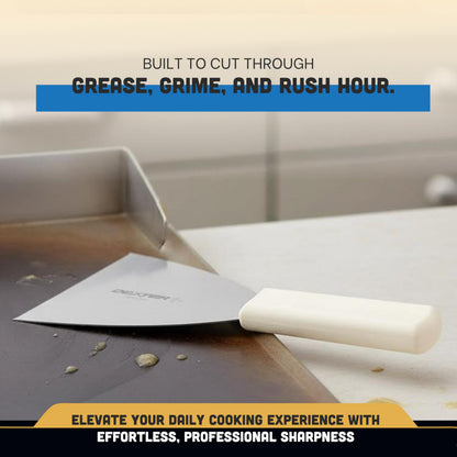 Dexter-Russell Basics 4” Stiff Scraper – P94850, Heavy-Duty Stainless Steel Blade with Ergonomic Polypropylene Handle, 8.5” Overall Length, NSF Certified, Made in USA