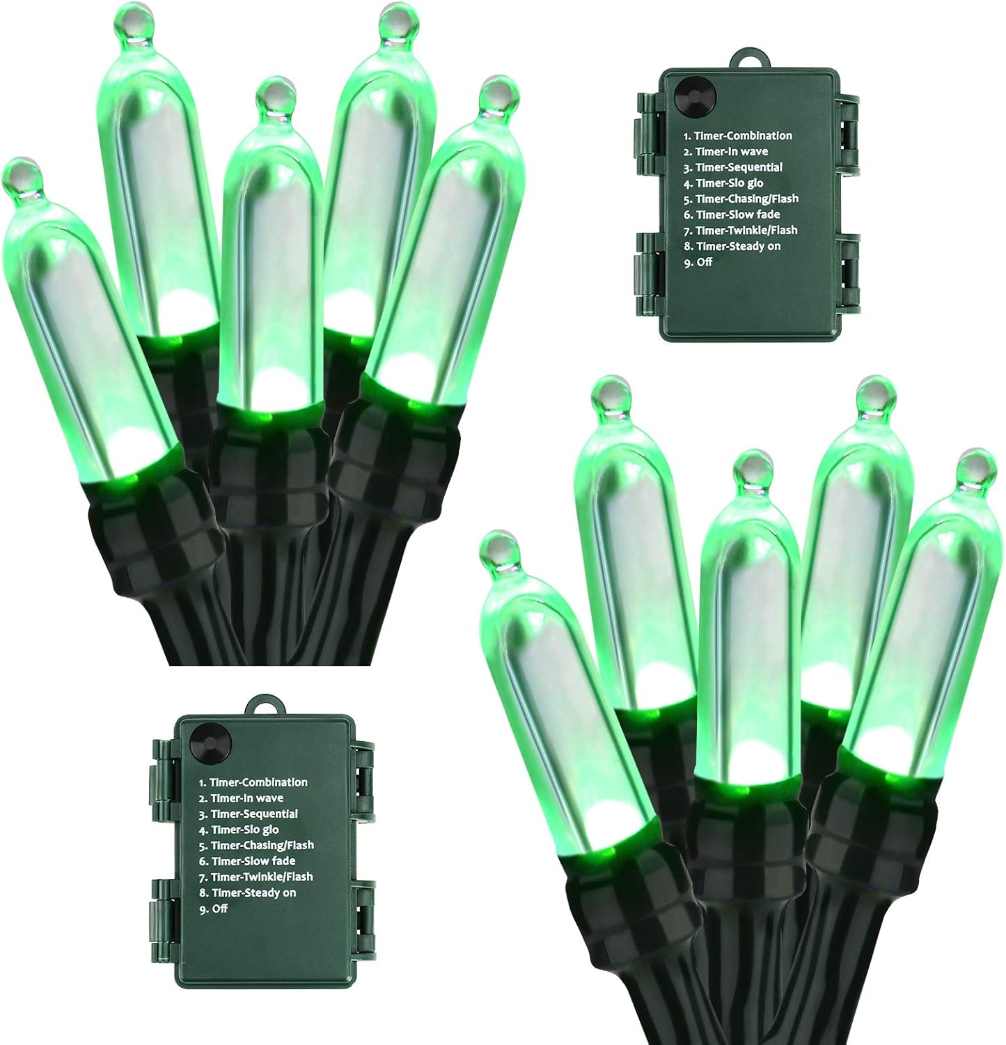 17.94ft 50 8 BrizLabs Green String Lights, LED Christmas Lights, Modes Battery Green Xmas Lights Indoor/Outdoor, Mini