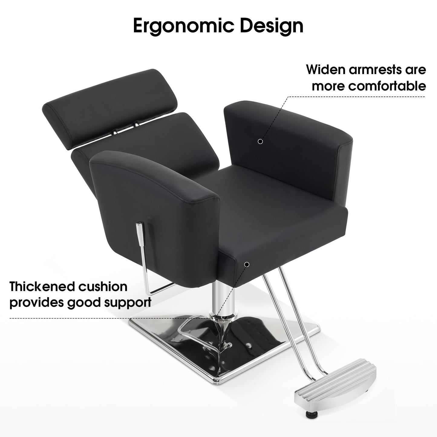 BarberPub Classic Barber Chair with Hydraulic Pump, Reclining Salon Chair for Hair Stylist, Barbershop, Home Salon, Spa Styling Beauty Equipment 9410 (Black)