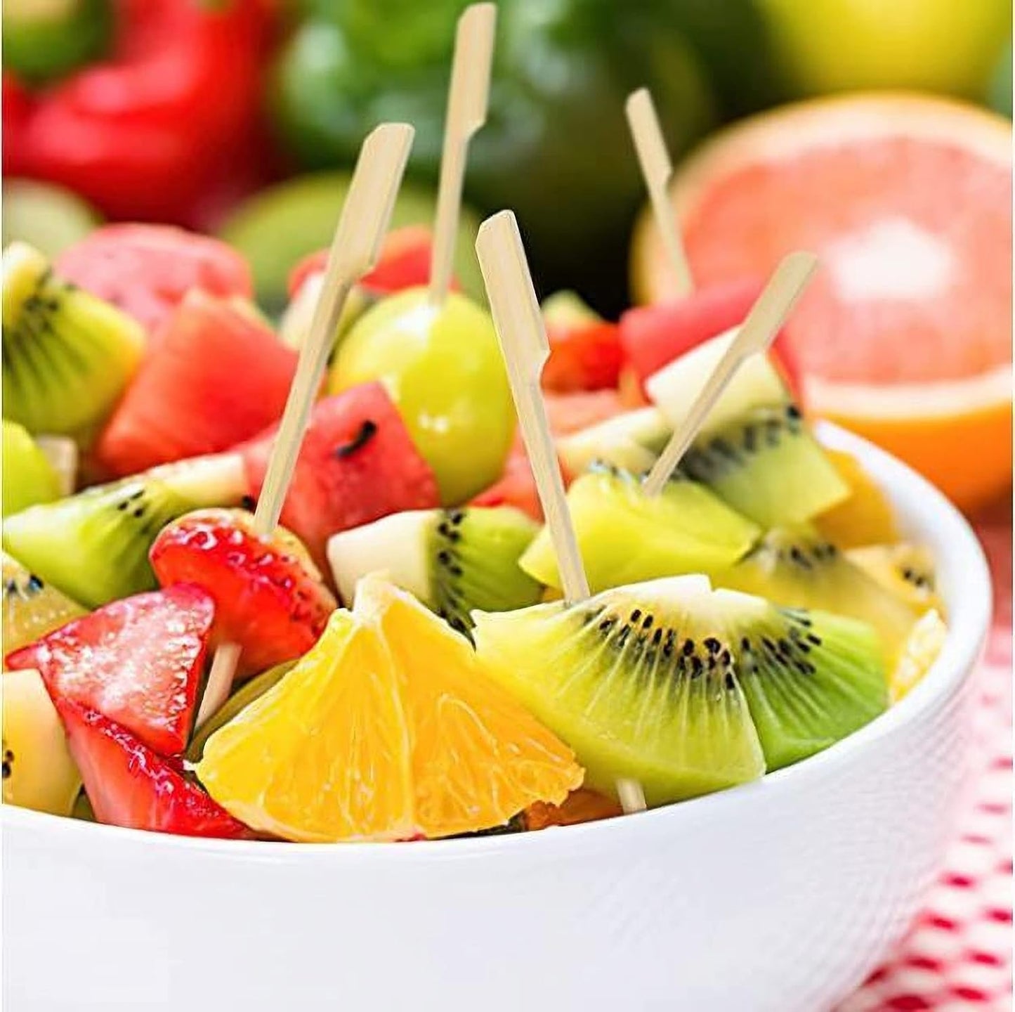 4.7 Inch Bamboo Skewers For Appetizers, 1000PCS Cocktail Picks, Fancy Flat Toothpicks For Appetizers, Bamboo Sticks For Party Sandwich Fruit Charcuterie Boards Accessories.