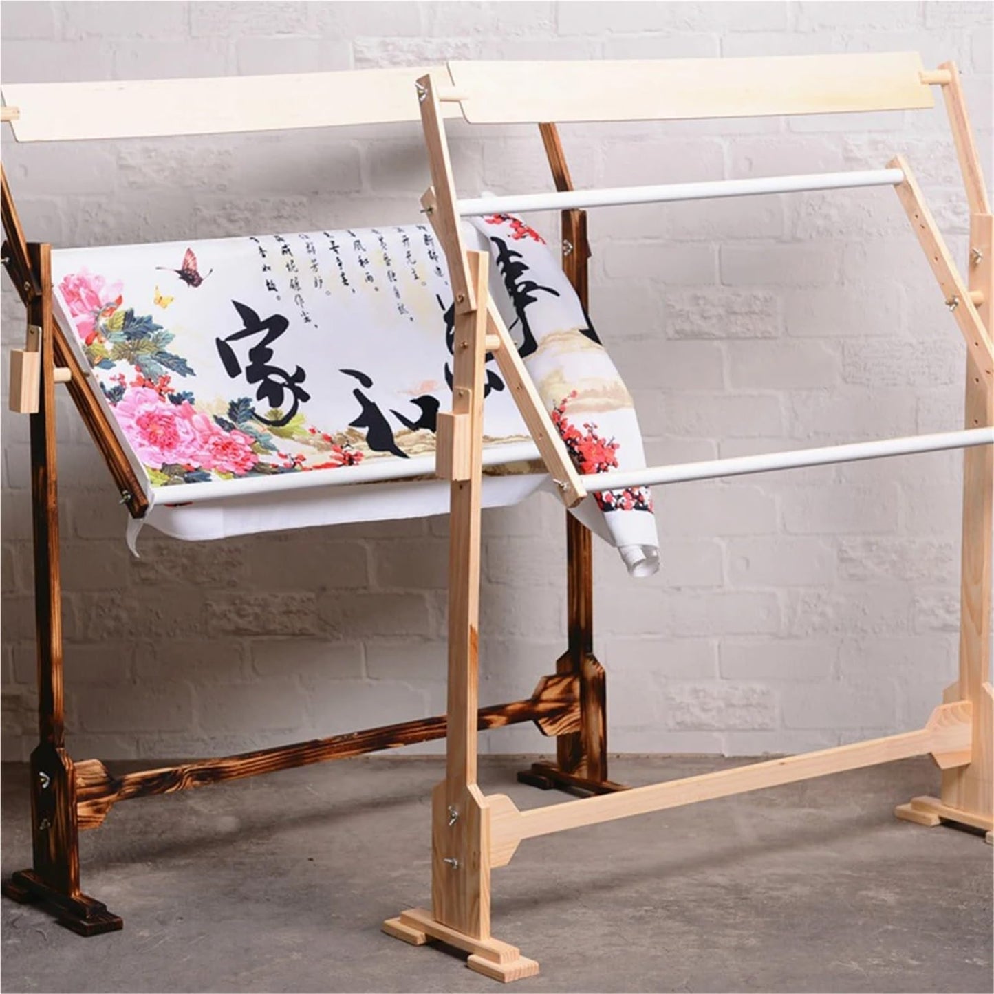 Cross Stitch Frame Wooden Cross Stitch Frame Height Adjustable Embroidery Rack Stand for Stitching Sewing Craft(US 6)