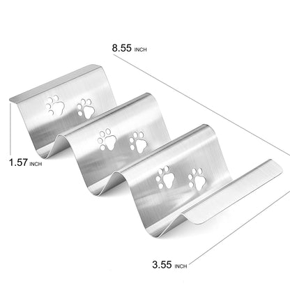 Mini Taco Holders Set of 6 Stainless Steel Taco Holder for Kids Taco Night - Premium Easy To Use and Clean Taco Stand For 3 Soft Hard Shell Tacos - Perforated with Bear Paw