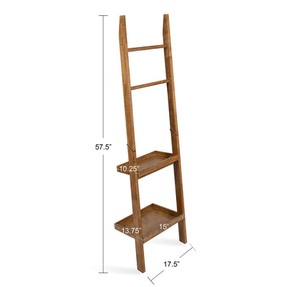 Kate and Laurel Lowry Farmhouse Wood Ladder Shelf; 18 x 14 x 58; Natural Wood; Decorative Modern Leaning Shelf for Storage and Display