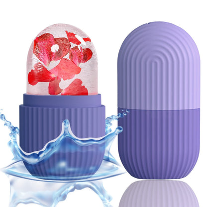 XHJRI Ice Cube Roller Massager for Face, Eyes and Neck Naturally Conditioning and Skin Care,De-Puff Eye Bags,Reduce Migraine Pain,Reusable Massage Silicone Ice Mold (Pink)