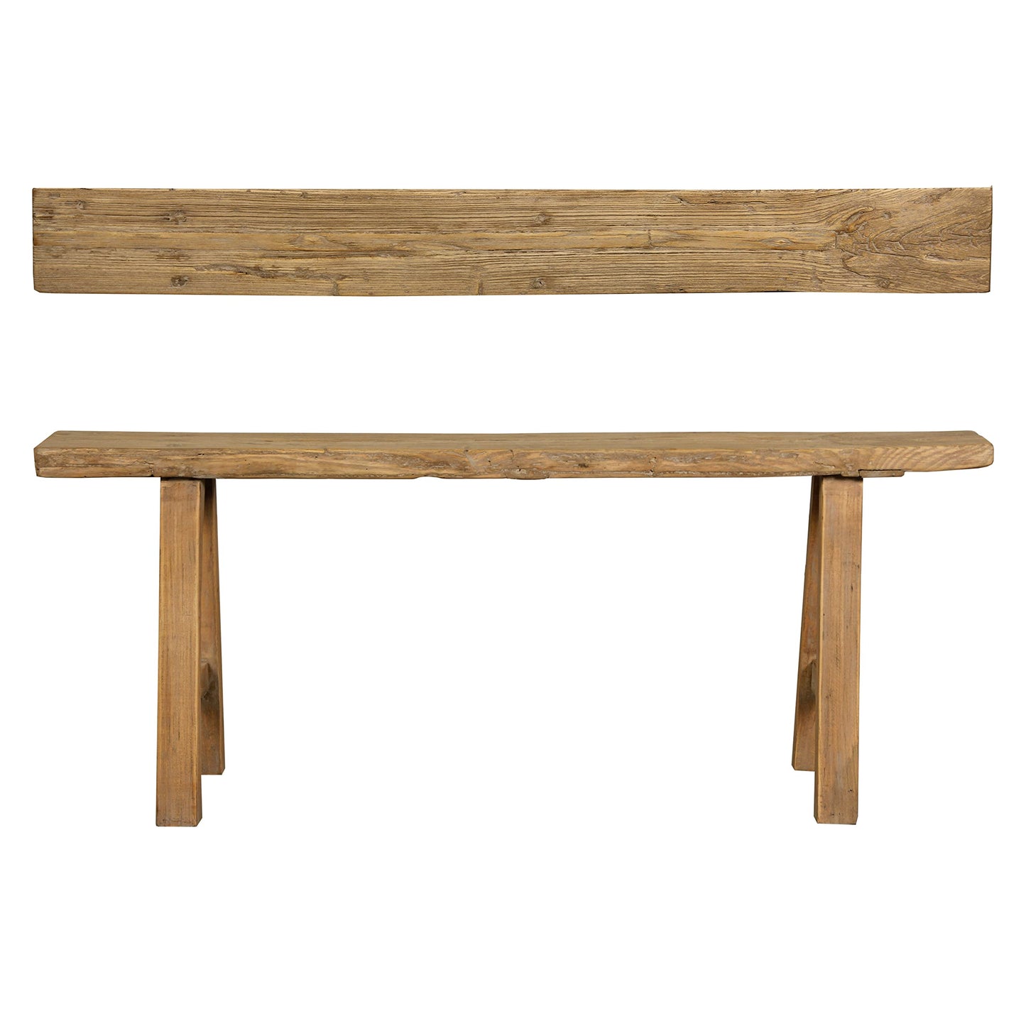 Artissance Rustic Natural Wood Noodle Bench, Long Wooden Entryway Bench, Weathered Farmhouse Indoor Outdoor Seating, End of Bed or Dining Room Bench Decor