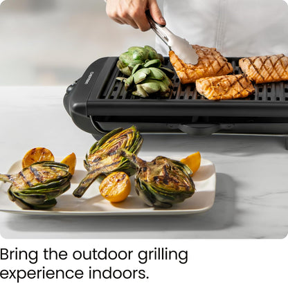 Chefman Electric Smokeless Indoor Grill, Non-Stick Cooking Surface & Adjustable Temperature Knob for BBQing, Black