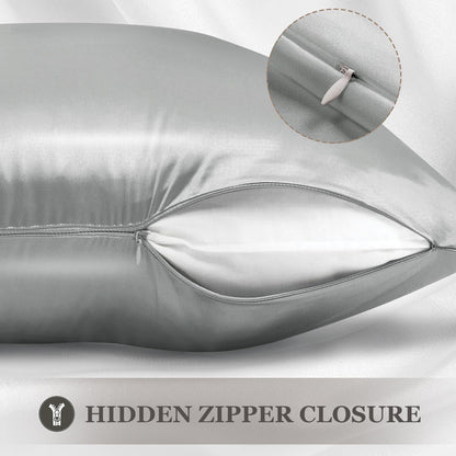 Adubor Silk Pillowcase - Mulberry Silk Pillow Case, 23 Momme, 900 Thread Count, Hidden Zipper (Queen, Dark Gray, 1PC)