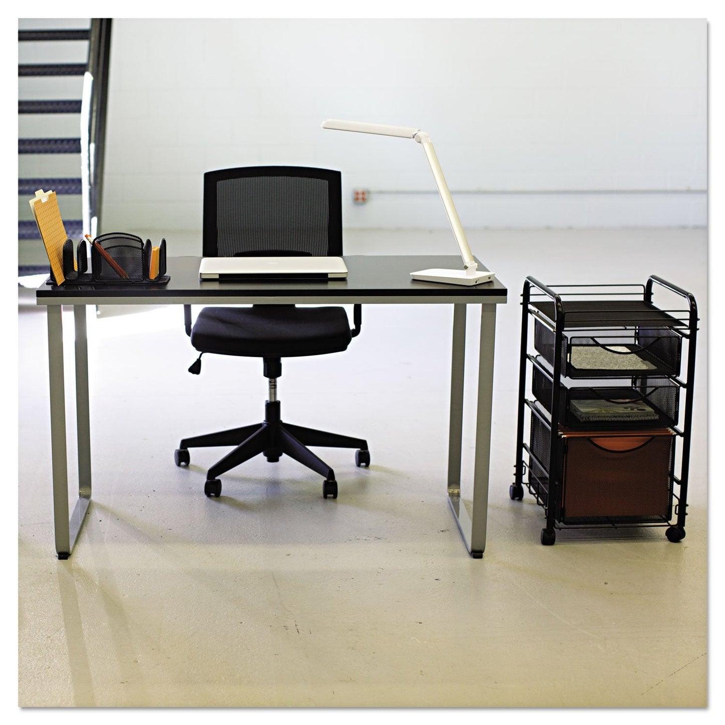 Safco 1943BLSL Home Office Table Computer Desk, Black and Silver