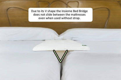 Insieme 12 x77 inch Bed Bridge Twin to King - Split King Gap Filler for Adjustable Bed - Hypoallergenic Fabric - White, Thin and Strapless