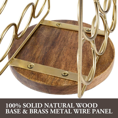 MyGift Modern Brass Tone Plated Metal and Brown Mango Wood Coffee Pod Holder Stand, Handcrafted in India
