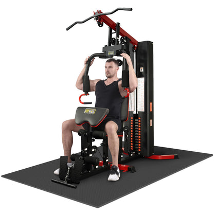 Fitvids Multifunctional Home Gym Equipment with 160 lbs Weight Stack, Full Body Workout Weight Machine with Mat, Strength Training Exercise Equipment with Pulley System & Leg Press, All-in-One Workout