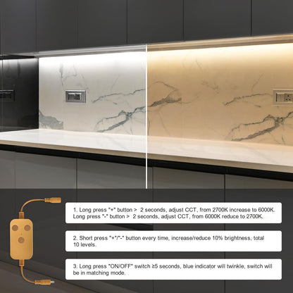 BLESSINGLUX 2pack 20inch Dimmable LED Under Cabinet Light Kit, 2700K to 6000K Smart LED Under Counter Lighting Fixture, Compatible with Alexa, Google Assistant, for Kitchen, Pantry, Shelf (Gold)