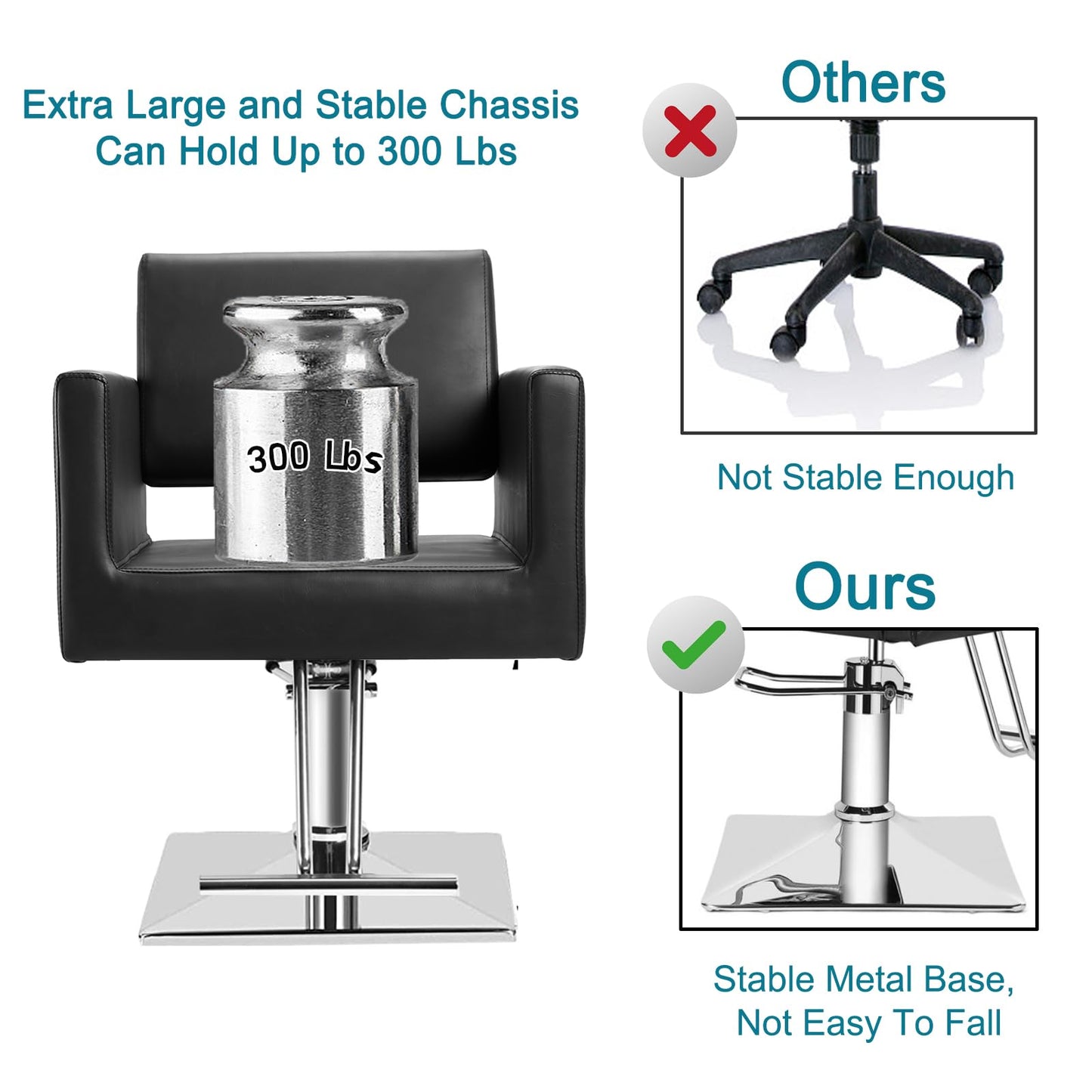 OUTMASTER Barber Salon Hairdresser Chair - Capacity 330 Lbs with Heavy Duty Hydraulic Pump, 360° Swivel Adjustable Spa Beauty Equipment, Hair Stylist Women Man for Barbershop,Home (Black)