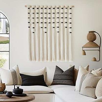 IOWER Macrame Wall Hanging 27" W x 31" L Boho Wall Decor Sphericity Cotton Textile Wall Hanging Art Fiber Yarn Art Handmade Detachable Assembly