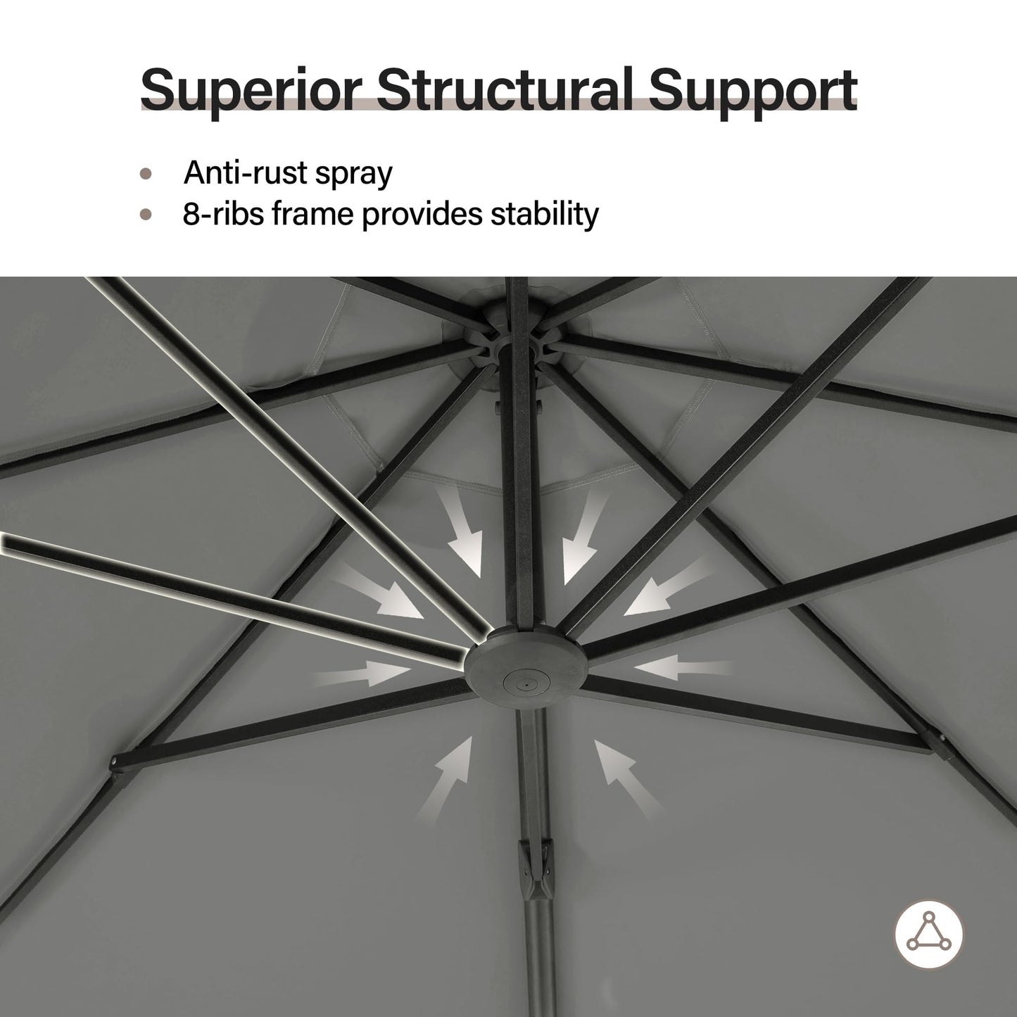 LAUSAINT HOME Outdoor Patio Umbrella with Base included, 12 FT Deluxe Curvy Cantilever Umbrella Heavy Duty Offset Hanging Umbrella with 360° Rotation for Market, Pool, Garden, Backyard, Deck (Grey)