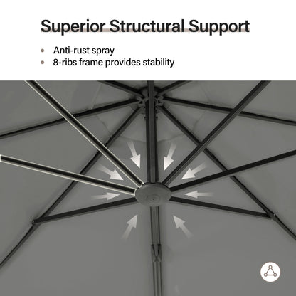 LAUSAINT HOME Outdoor Patio Umbrella with Base included, 12 FT Deluxe Curvy Cantilever Umbrella Heavy Duty Offset Hanging Umbrella with 360° Rotation for Market, Pool, Garden, Backyard, Deck (Grey)