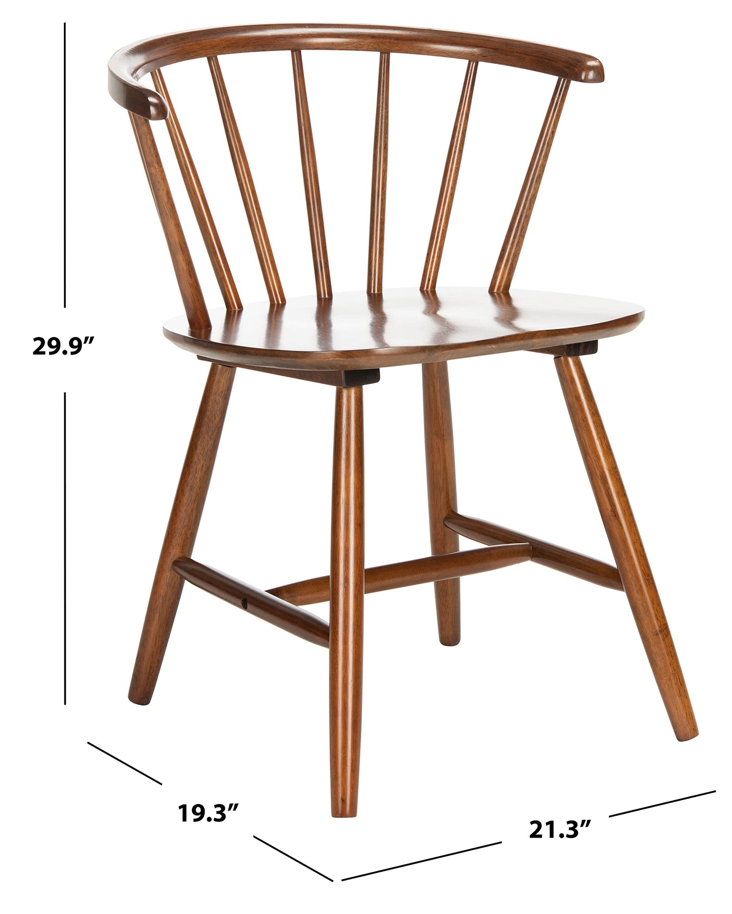 SAFAVIEH Home Collection Ceres Farmhouse Walnut Brown Spindle Back Living Room Accent Dining Chair