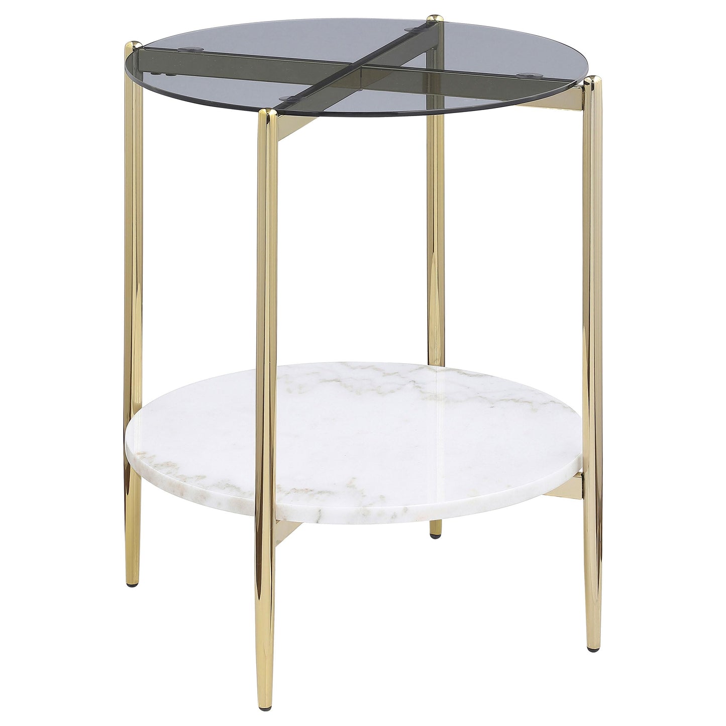 Coaster Home Furnishings Jonelle 2-Piece Round Coffee and End Table Set Gold