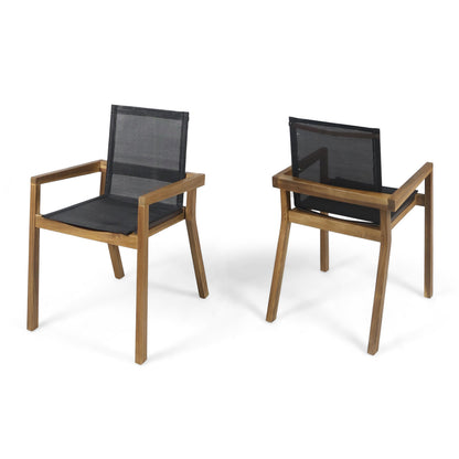 Christopher Knight Home Zion Acacia Wood Outdoor Dining Set for 6, 7 Piece Patio Dining Table and Chair Set, Wooden Outdoor Dining Armchair and Table Set, Teak+Dark Grey