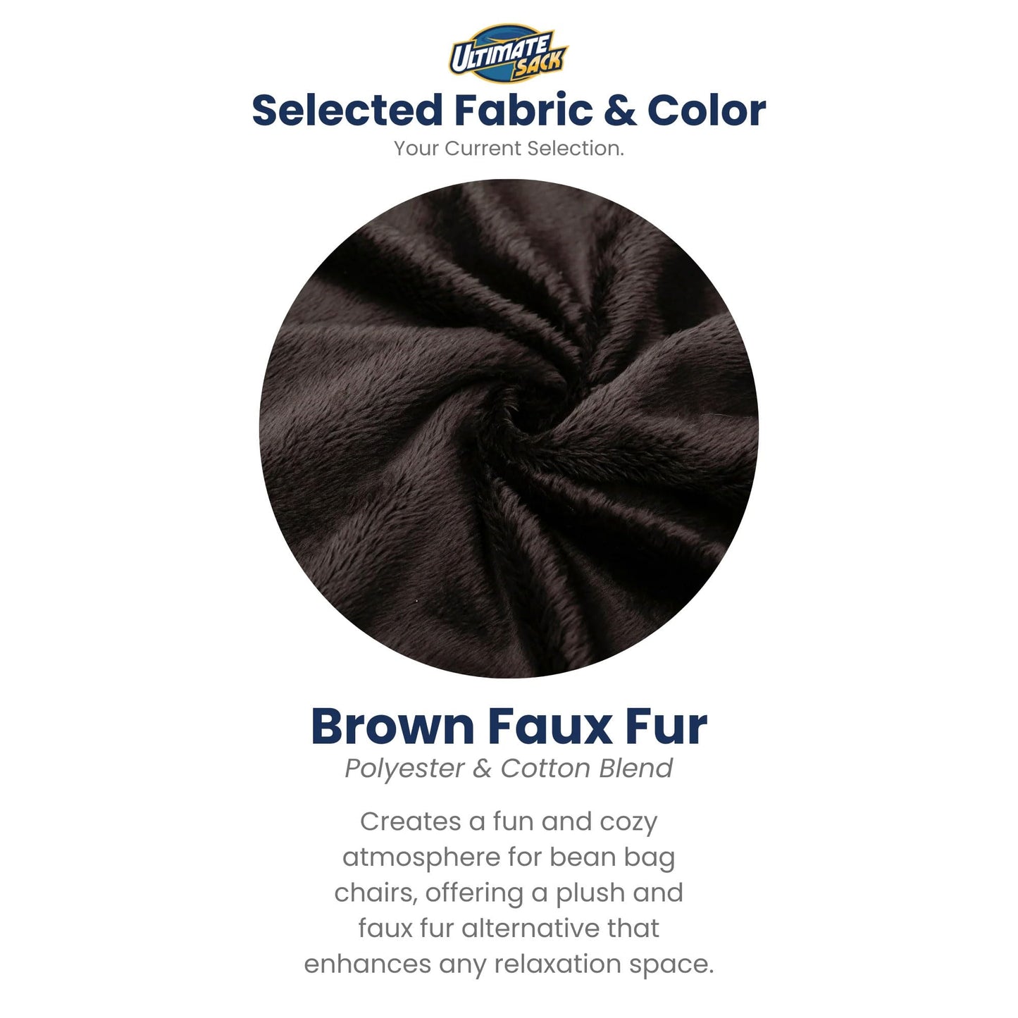 ULTIMATE SACK 5000 5-Foot Bean Bag Chair, Black Fur Cover – Oversized Foam Lounger, Floor Seat, Small Sofa, or Couch Bed for Living Area, Gaming Room, or Reading Lounge