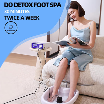 Ionic Detox Foot Bath Machine, Feet Detox Machine Ionic Detox Foot SPA System with LED Display, Professional Tub Basin,Far Infrared Belt and Wrist Strap，Spa at Home Detox