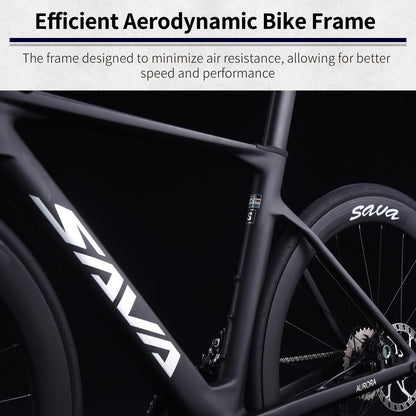 SAVADECK A7L Carbon Road Bike, T800 Carbon Fiber Frame 700C Racing Bicycle with Shimano 105 R7100 24 Speed Groupset and Hydraulic Disc Brake, Ultra-Light Carbon Bike for Man and Women(Dark Blue,47cm)