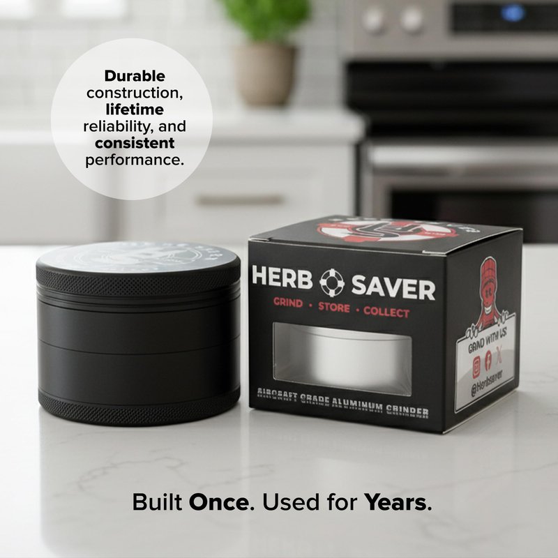 HerbSaver 2.5 Inch Aluminum Spice Grinder (Black)