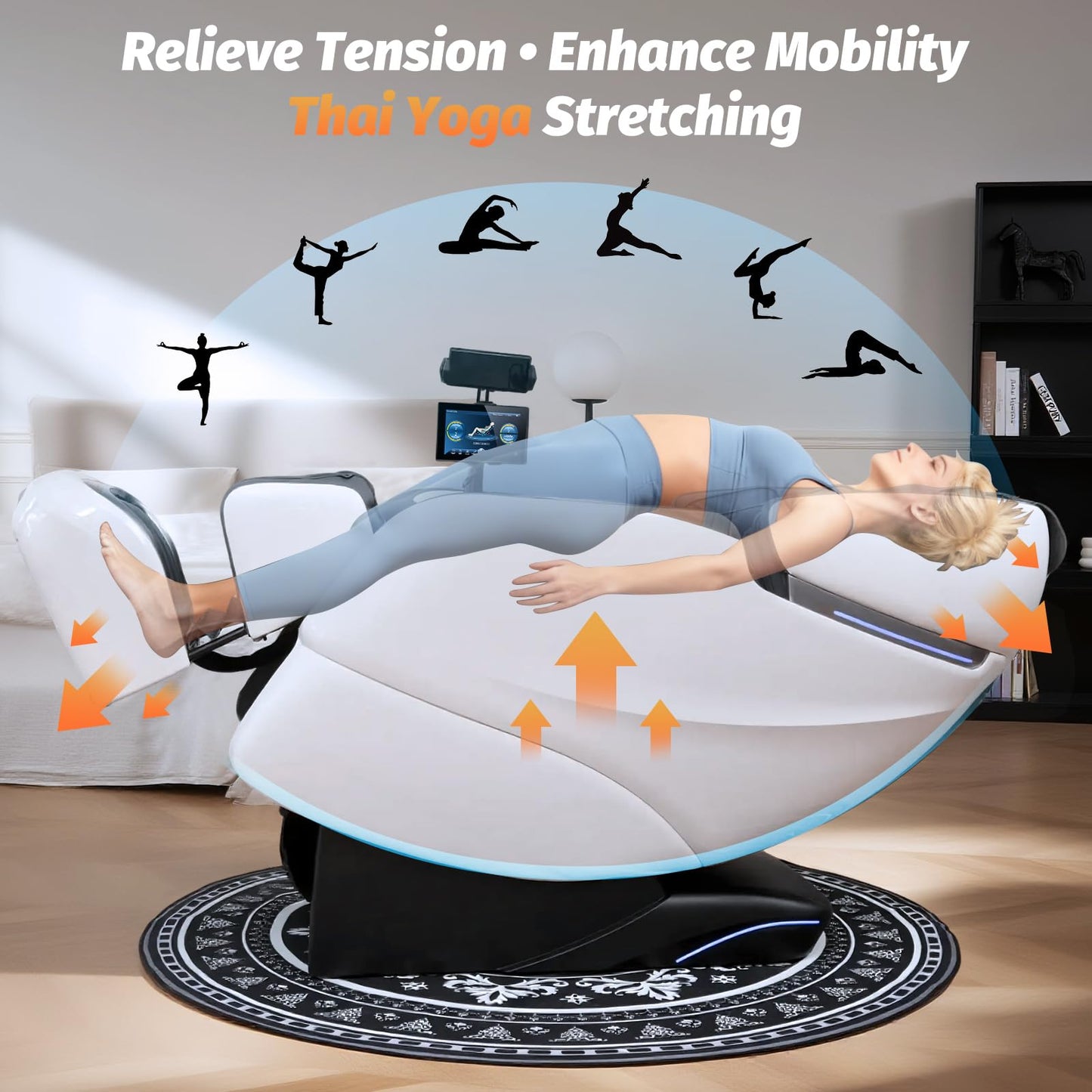 KTENTITO Massage Chair Full Body, 2026 Zero Gravity SL-Track Shiatsu Massage Chairs Recliner with AI Voice, LED Backlight Remote Control, Waist & Calf Heating Phone Controller and Holder G6 White Grey