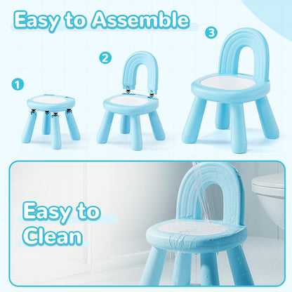 1-3, KidBloom Toddler Chair, Kids Chair for Table with Ergonomic Rainbow Backrest, Durable Small Versatile Plastic