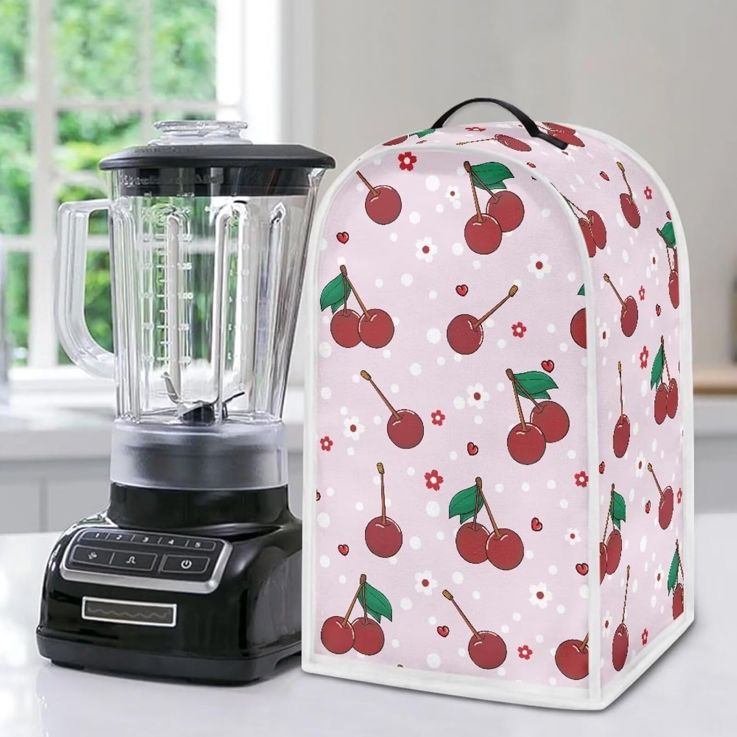Blender Covers for Kitchen Appliances, Dust Covers with Handle for Home Kitchen Decor, Cherry Pattern