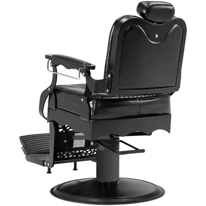 BarberPub Heavy Duty Metal Vintage Barber Chair All Purpose Hydraulic Recline Salon Beauty Spa Chair Styling Equipment 2925 (All Black)