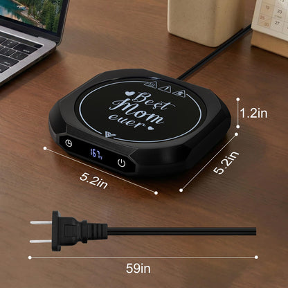 ZenthermoRui 2026, Best Mom Ever Coffee Mug Warmer from Daughter Son, Electric Cup Warmer with Smart 1-12H Timer & 3 Temps, Fast Heating Beverage Warmer for Desk, Tea, Cocoa