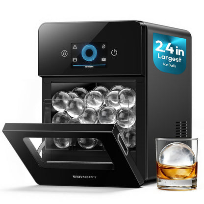 EUHOMY 2.4" Ice Ball Maker Countertop, 3Pcs Ready in 40Mins, 108Pcs/Day, Self-Cleaning Sphere Ice Maker Machine with Crystal Clear Ice, Round Ice Cube Maker for Whiskey & Bourbon