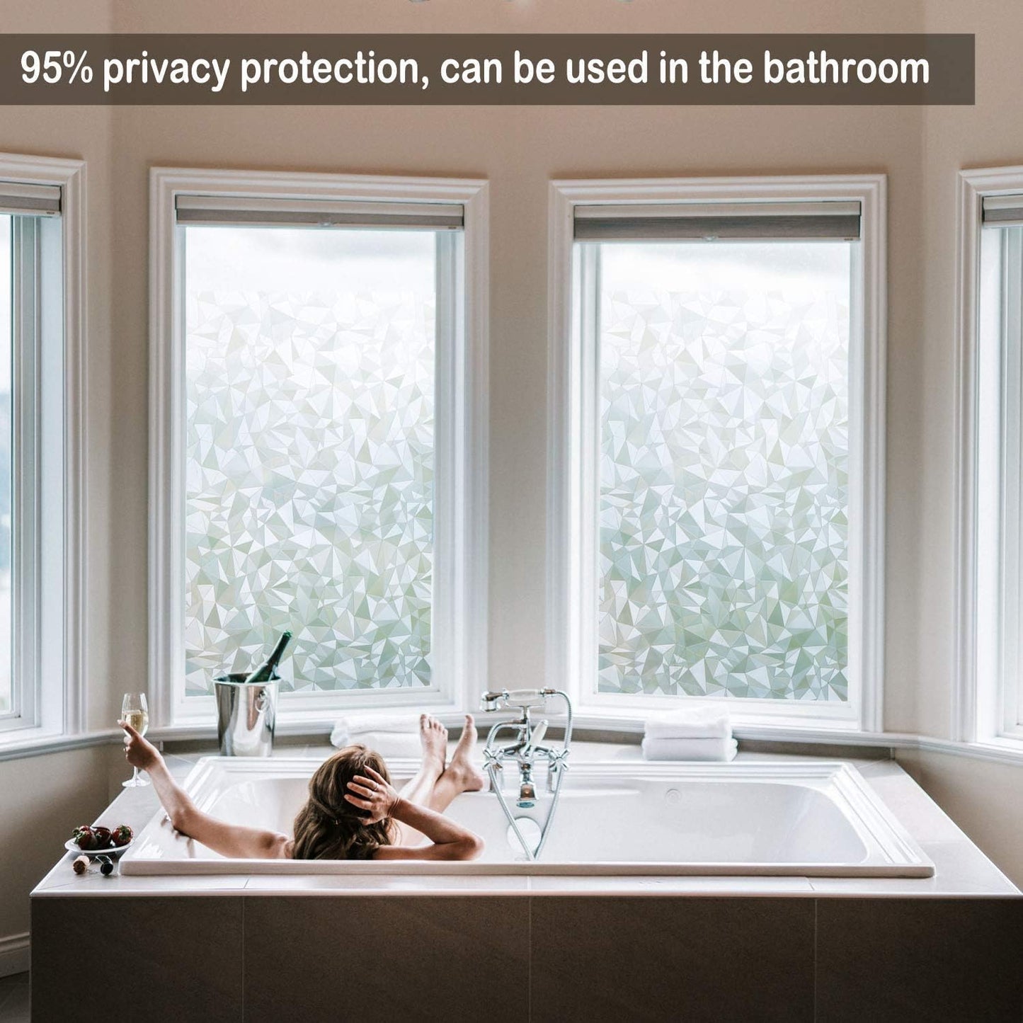 Bloss Privacy Window Film, 3D Diamond Decorative Cling for Home Office Privacy/Decoration, 35.4"x 78.7"