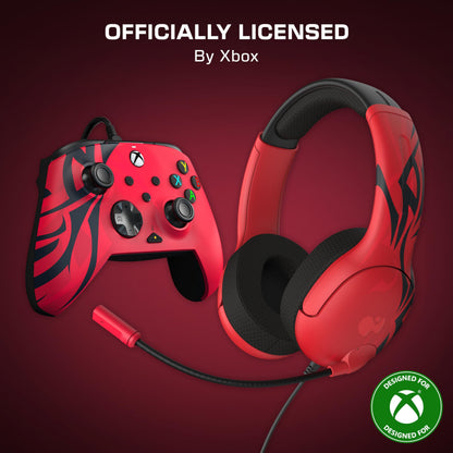 PDP Gaming Xbox Series X|S Red Bundle: REMATCH Wired Gamepad Controller & AIRLITE Wired Headset with Mic, Licensed Xbox One Gamepad, Customizable Joysticks/Triggers in App, Windows PC, Red and Black
