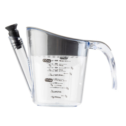 TableCraft 11778 Gravy and Fat Separator,16oz Clear Measuring Cup with Strainer Top and Stopper, Easy-Pour Spout, Capacity Markings in oz & ml, Ideal for Gravy, Pan Juices, Broths and Everyday Cooking