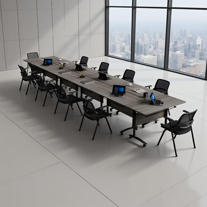 4 Pack Conference Room Tables,Mobile Folding Conference Table with Wheels,Modern Training Locking Rolling Meeting Conference Tables with Flip-Top for Office Classroom Business,6-12 Person,71IN