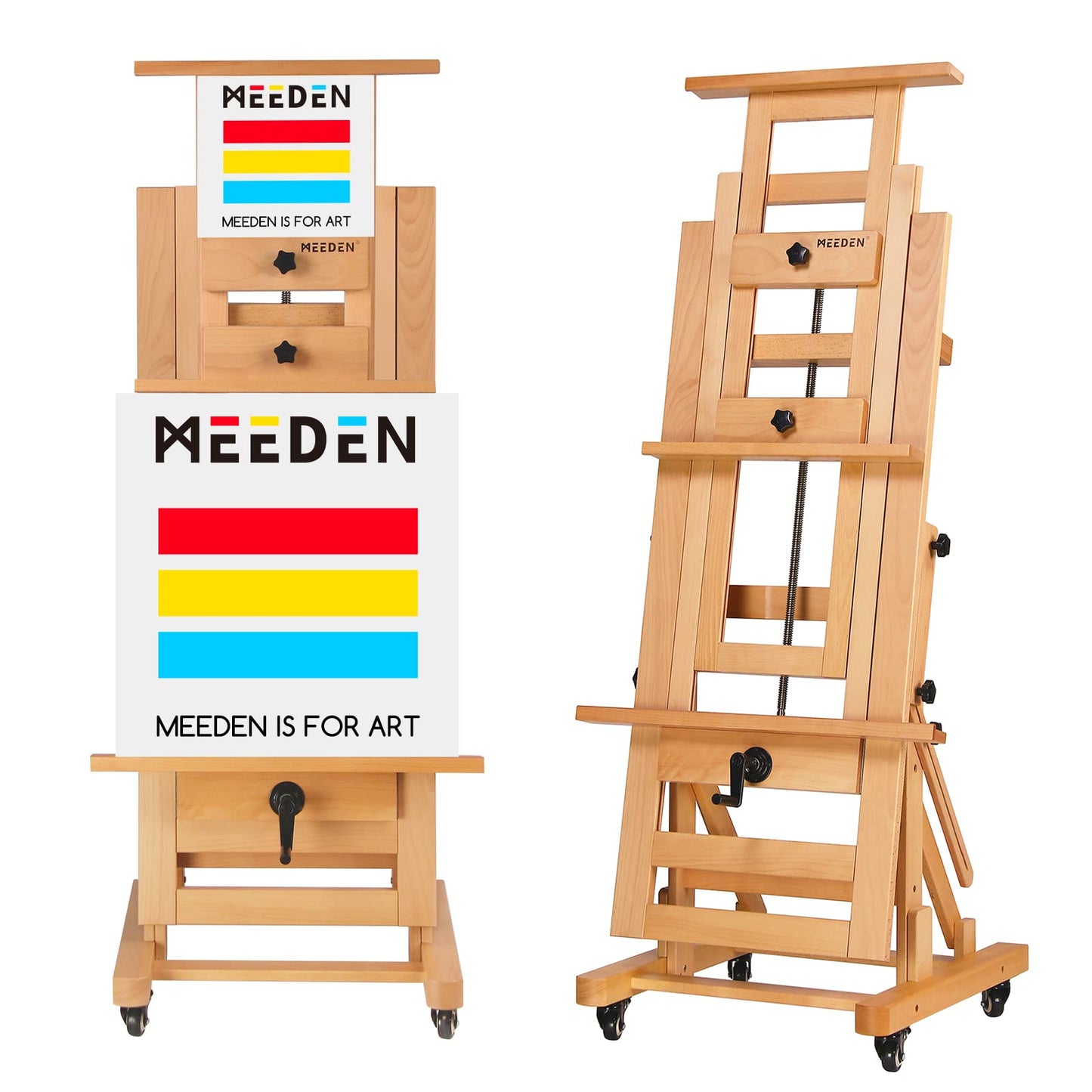 MEEDEN Extra-Large Artist Easel, Heavy Duty Painting Easel, Solid Beech Wood Professional H-Frame Easel, Movable and Tilting Flat Art Easel Stand for Adults, Holds Art Canvas Up to 76.7"